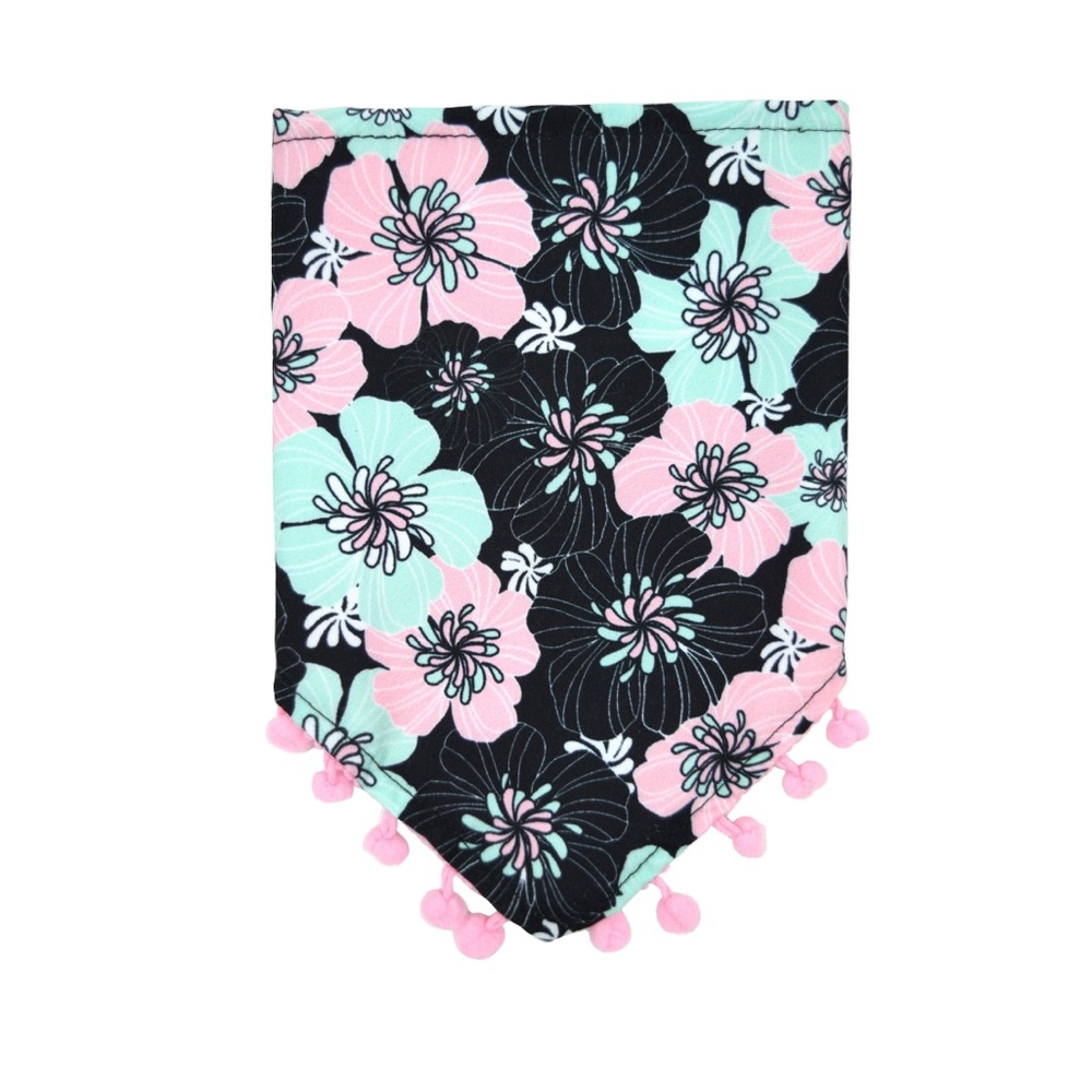 NWT Vibrant Life Pom Edge Floral Dog Bandana, X-Small/Small - Picture 5 of 5